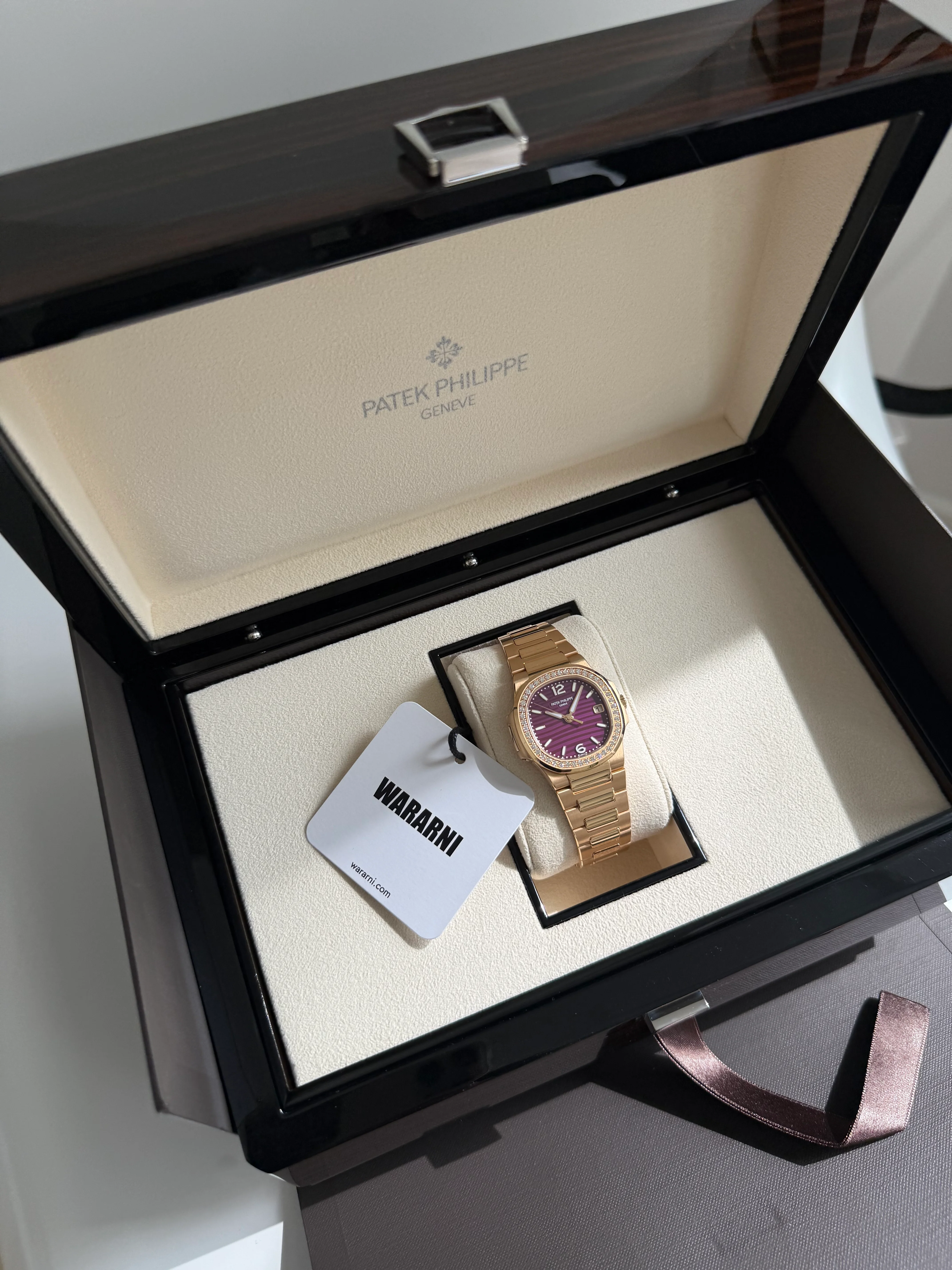 Patek Philippe Nautilus 7010/1R-013 'Ladies' Quartz Rose Gold Purple Diamond Bezel (2025) - Image 4